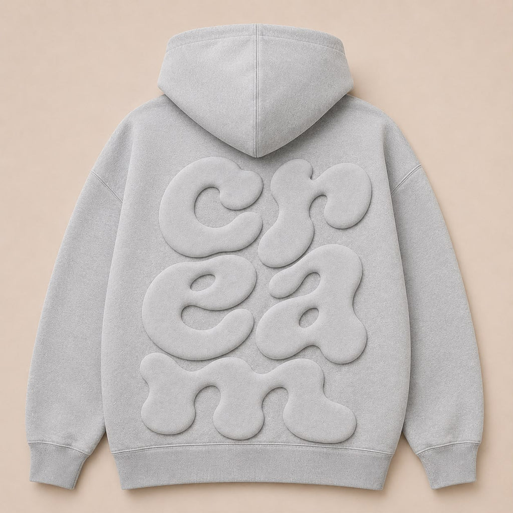 Light Grey on Light Grey Hoodie - Puff Print
