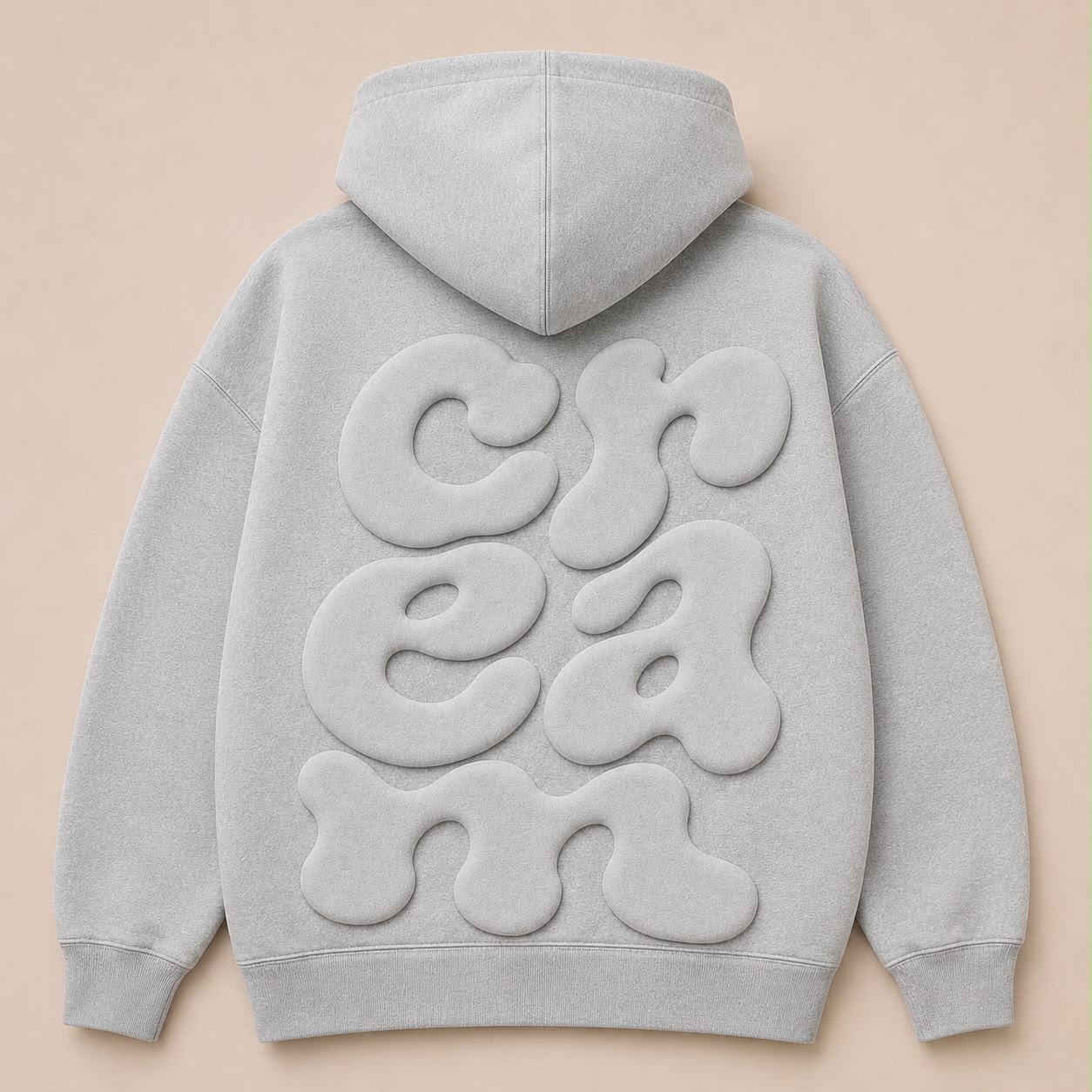 Light Grey on Light Grey Hoodie - Puff Print
