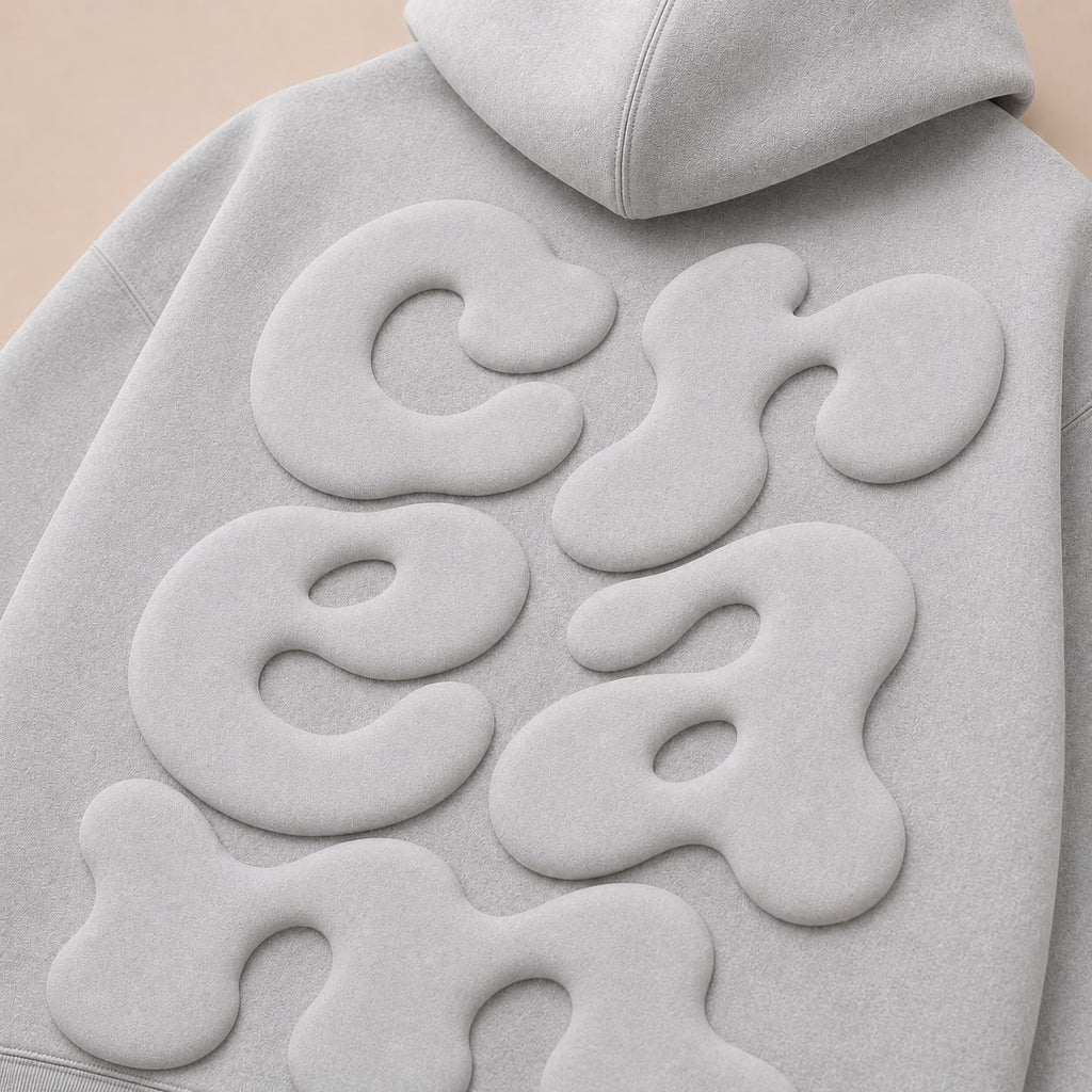 Light Grey on Light Grey Hoodie - Puff Print