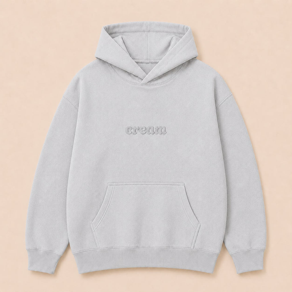 Light Grey on Light Grey Hoodie - Puff Print