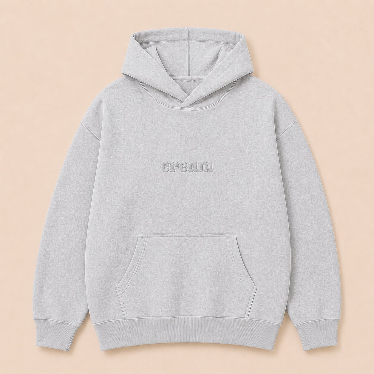 Light Grey on Light Grey Hoodie - Puff Print