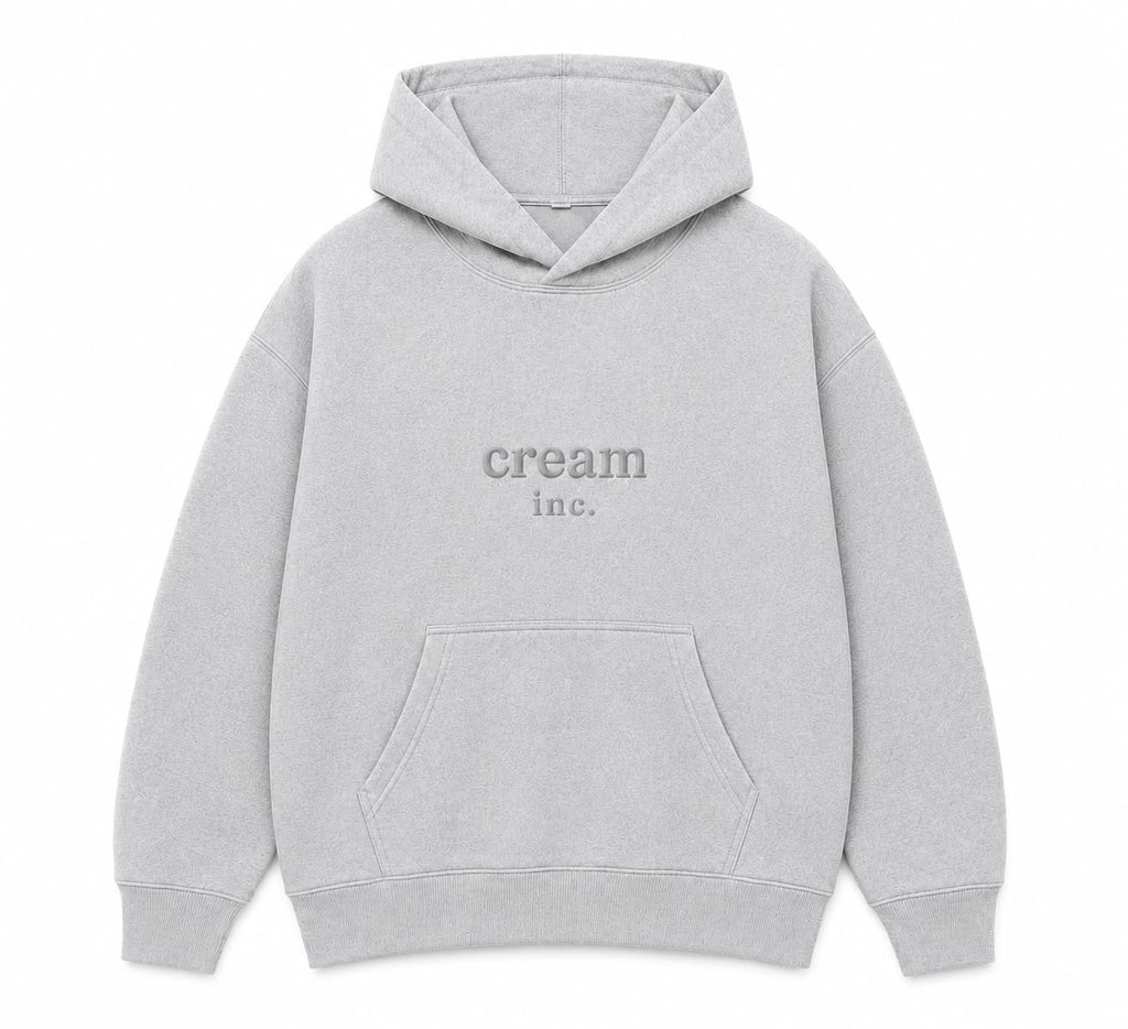 Light Grey on Light Grey Hoodie - Embroidered