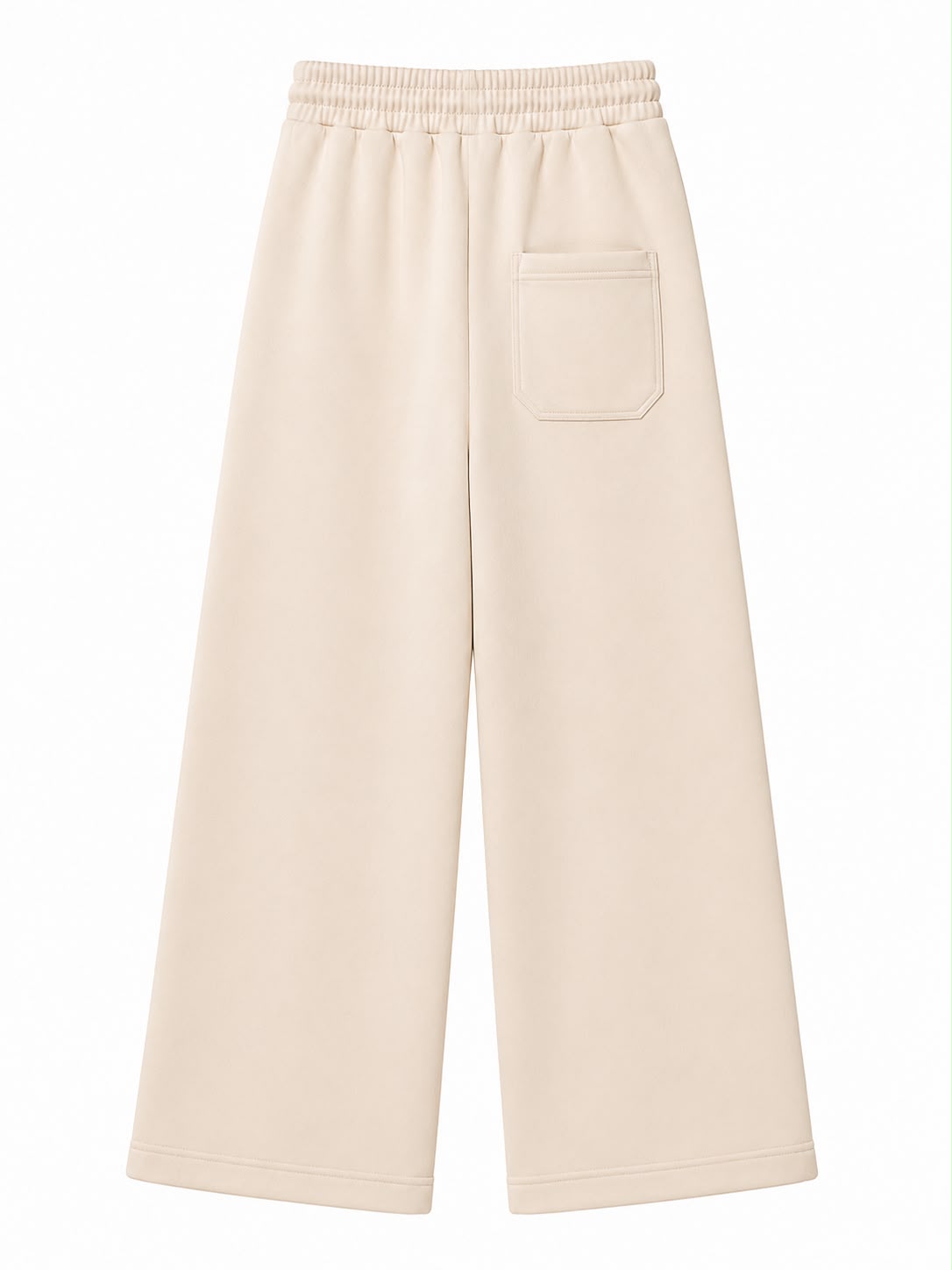 Cream on Cream Track Pants - Wide Leg - Embroidered