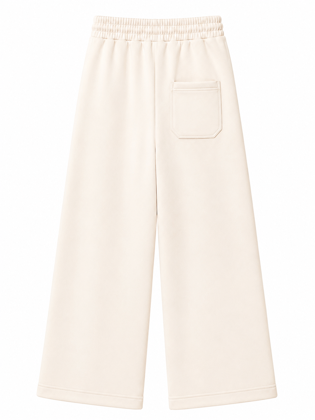 Cream on Cream Track Pants - Wide Leg - Embroidered