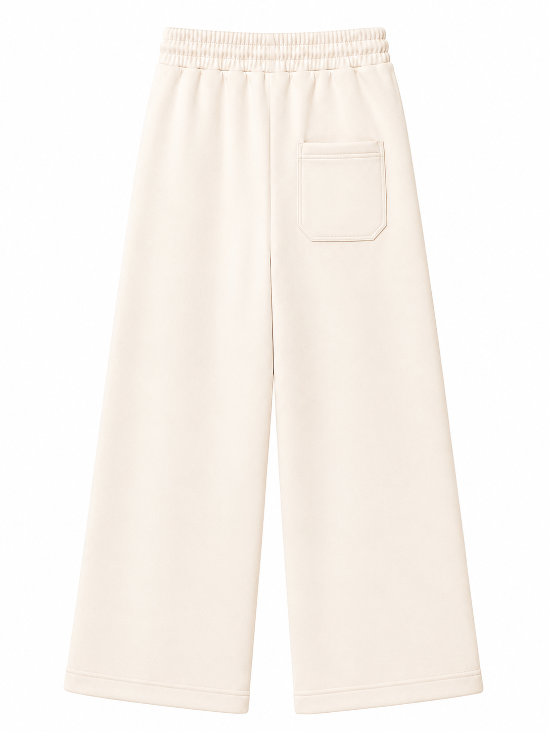 Cream on Cream Track Pants - Wide Leg - Embroidered