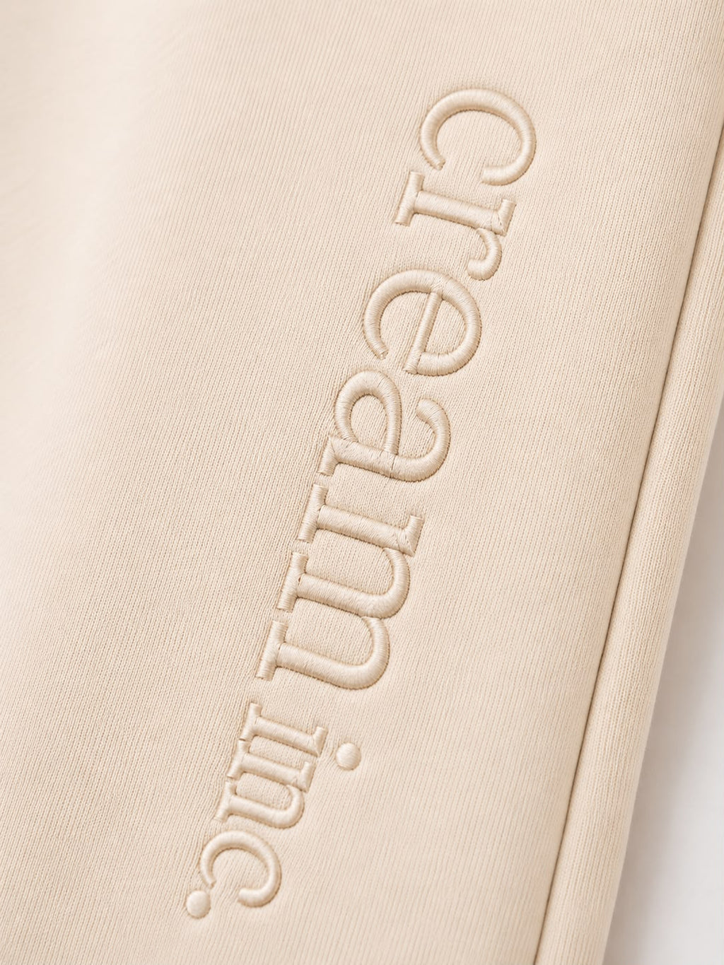 Cream on Cream Track Pants - Wide Leg - Embroidered