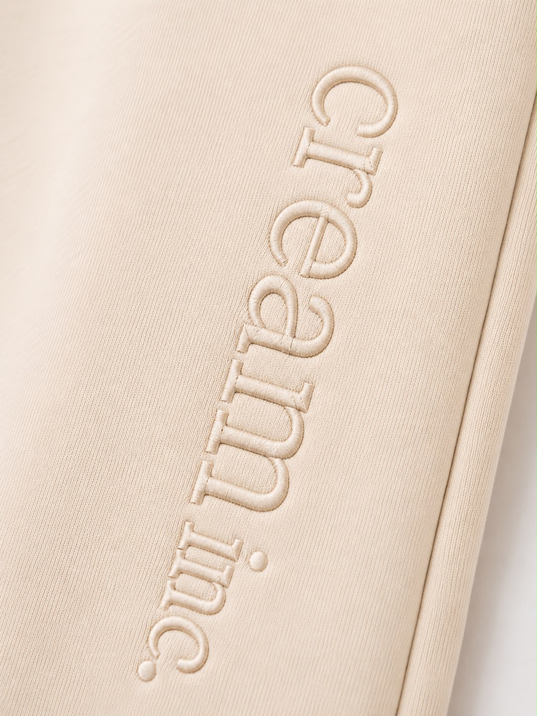 Cream on Cream Track Pants - Wide Leg - Embroidered