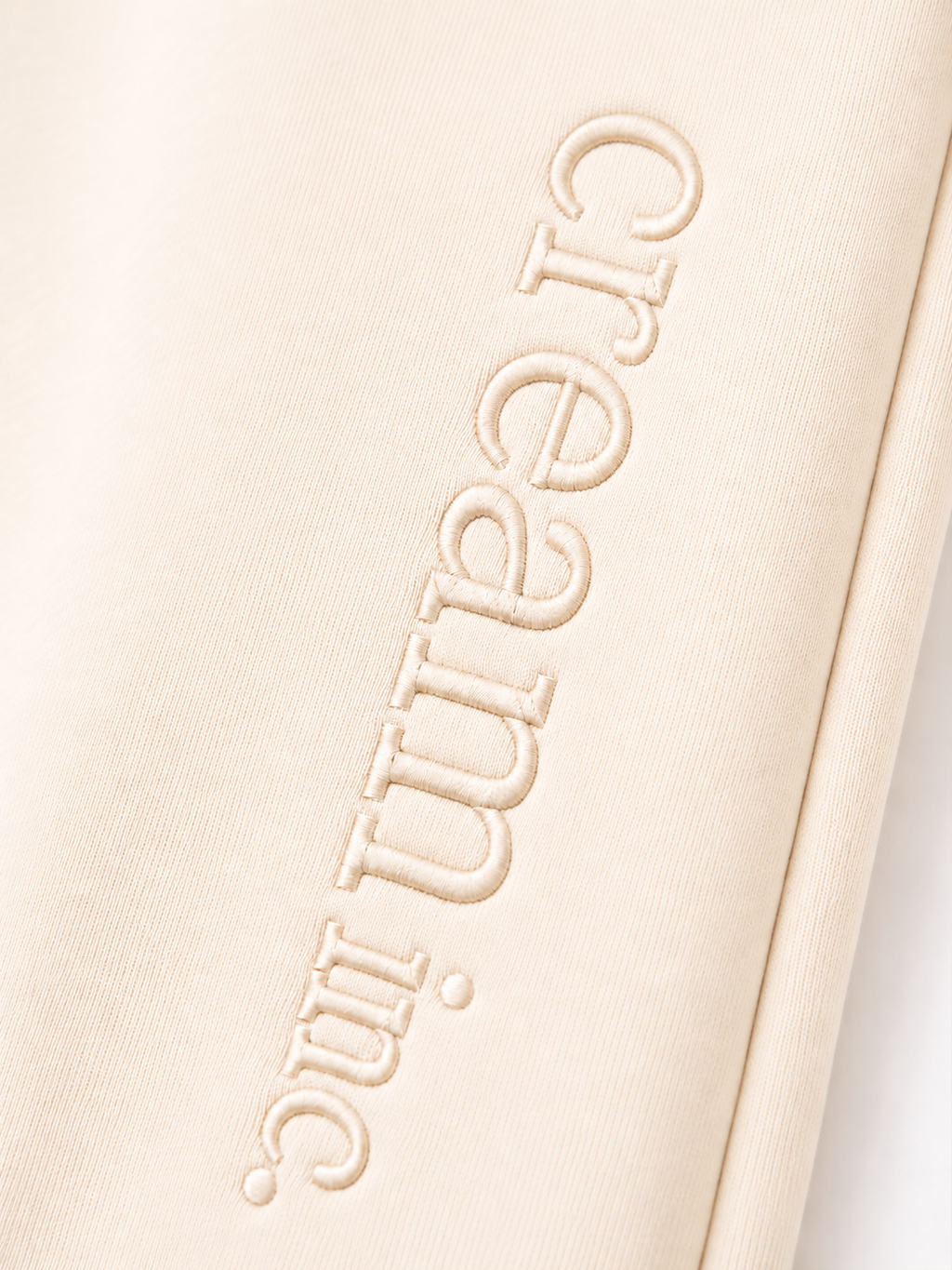 Cream on Cream Track Pants - Wide Leg - Embroidered