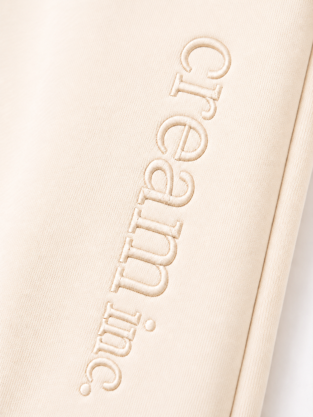 Cream on Cream Track Pants - Wide Leg - Embroidered