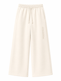 Cream on Cream Track Pants - Wide Leg - Embroidered