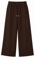 Brown on Brown Track Pants - Wide Leg - Embroidered