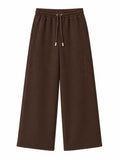 Brown on Brown Track Pants - Wide Leg - Embroidered