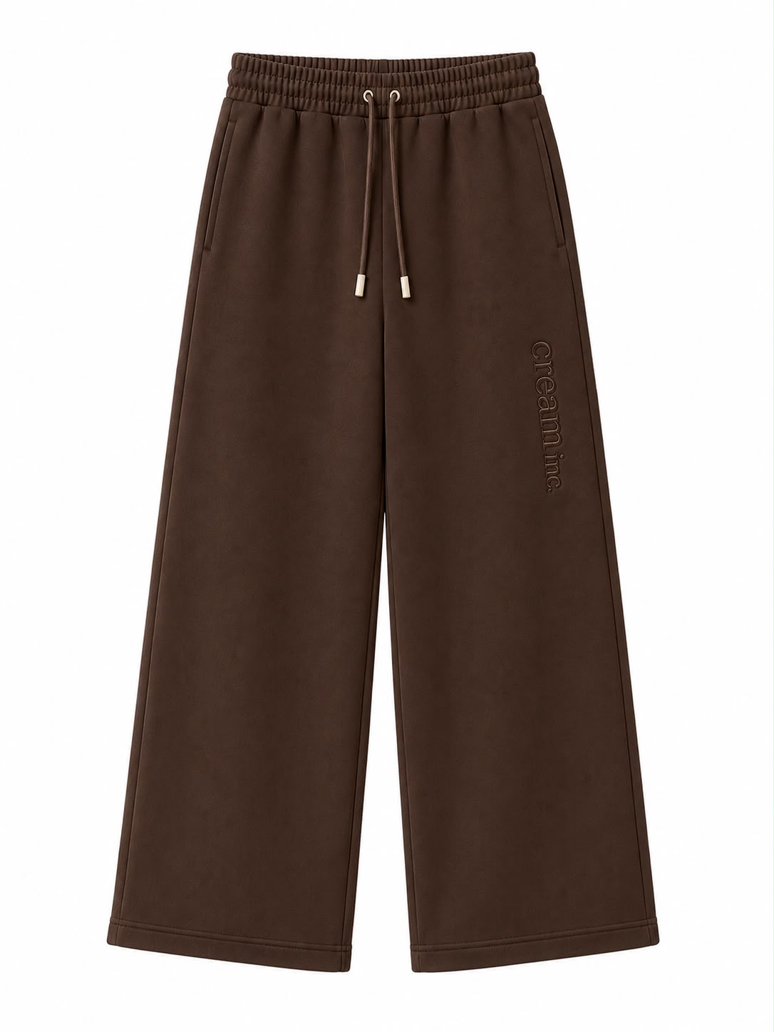 Brown on Brown Track Pants - Wide Leg - Embroidered