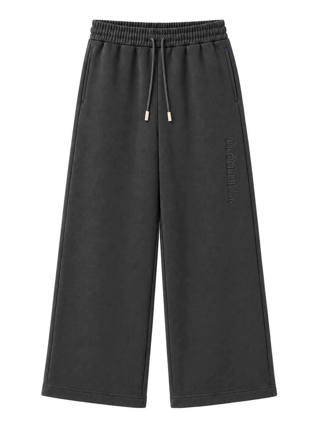 Grey on Grey Track Pants - Wide Leg - Embroidered