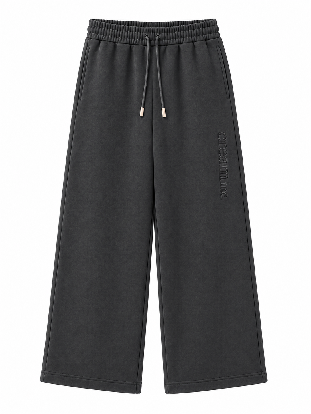 Grey on Grey Track Pants - Wide Leg - Embroidered