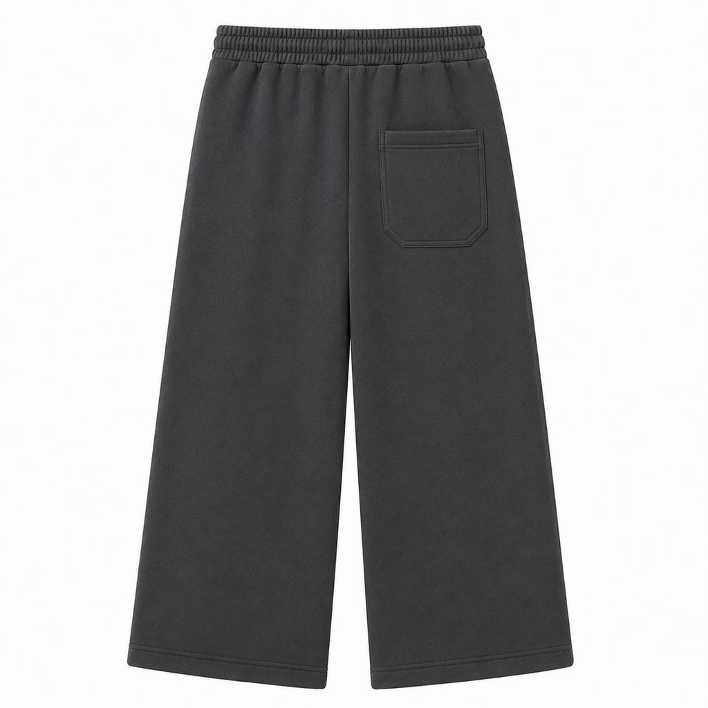 Grey on Grey Track Pants - Wide Leg - Embroidered