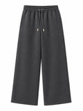 Grey on Grey Track Pants - Wide Leg - Embroidered