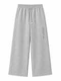 Light Grey on Light Grey Track Pants - Wide Leg - Embroidered