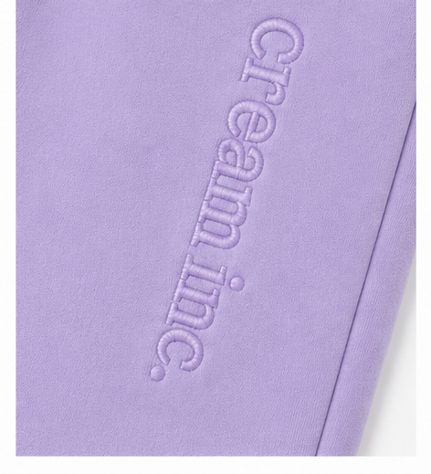 Lilac on Lilac Track Pants - Wide Leg - Embroidered