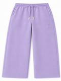 Lilac on Lilac Track Pants - Wide Leg - Embroidered