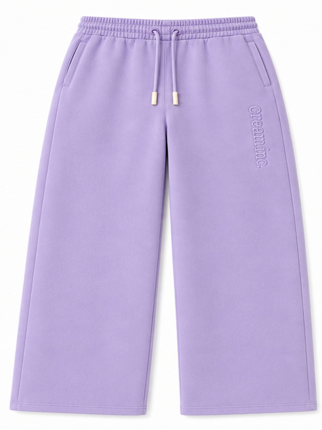 Lilac on Lilac Track Pants - Wide Leg - Embroidered
