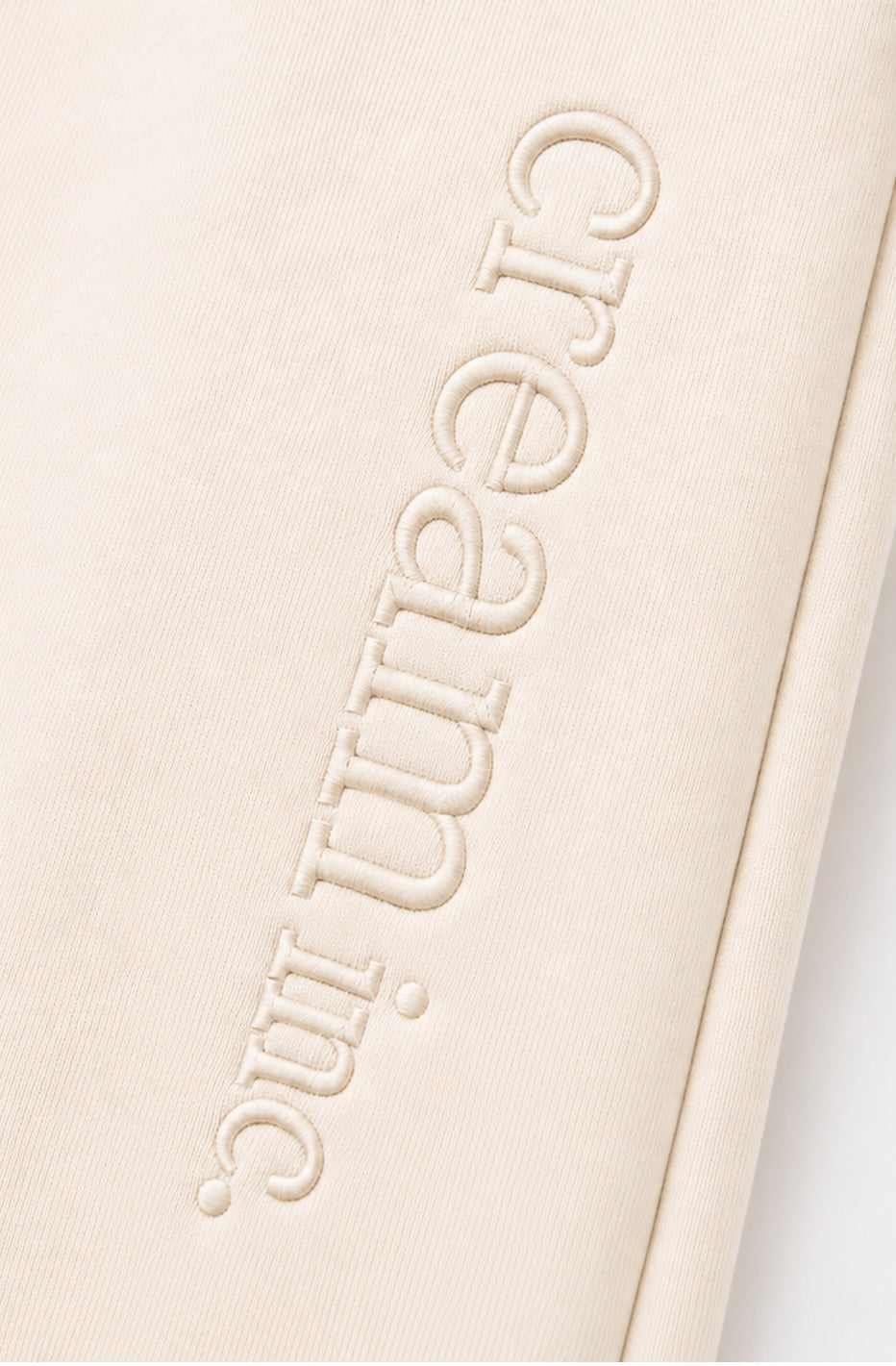 Cream on Cream Track Pants - Cuffed Leg - Embroidered