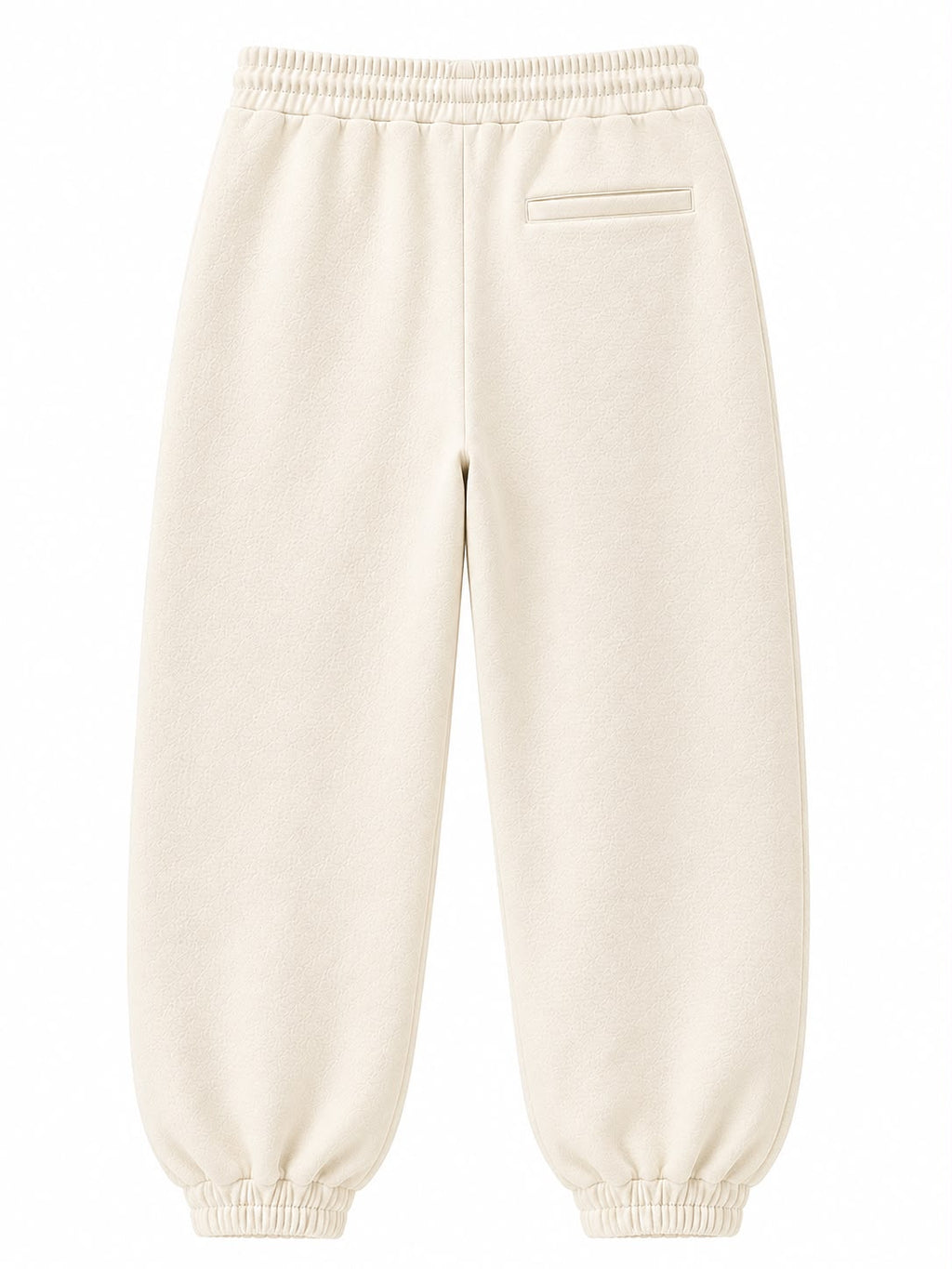 Cream on Cream Track Pants - Cuffed Leg - Embroidered