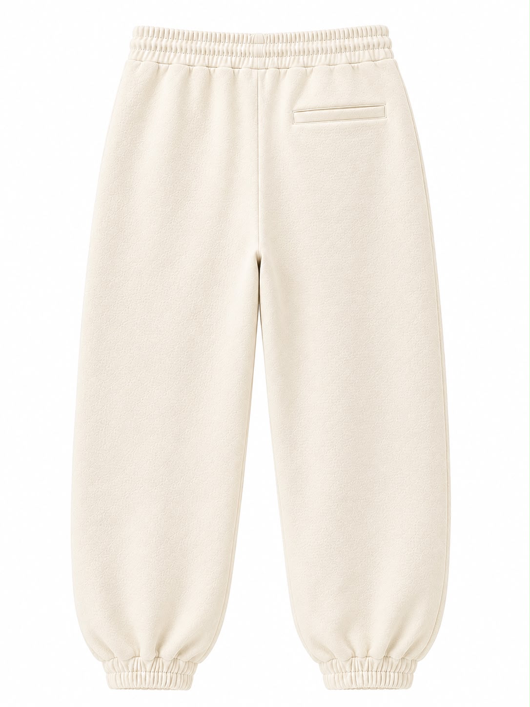 Cream on Cream Track Pants - Cuffed Leg - Embroidered