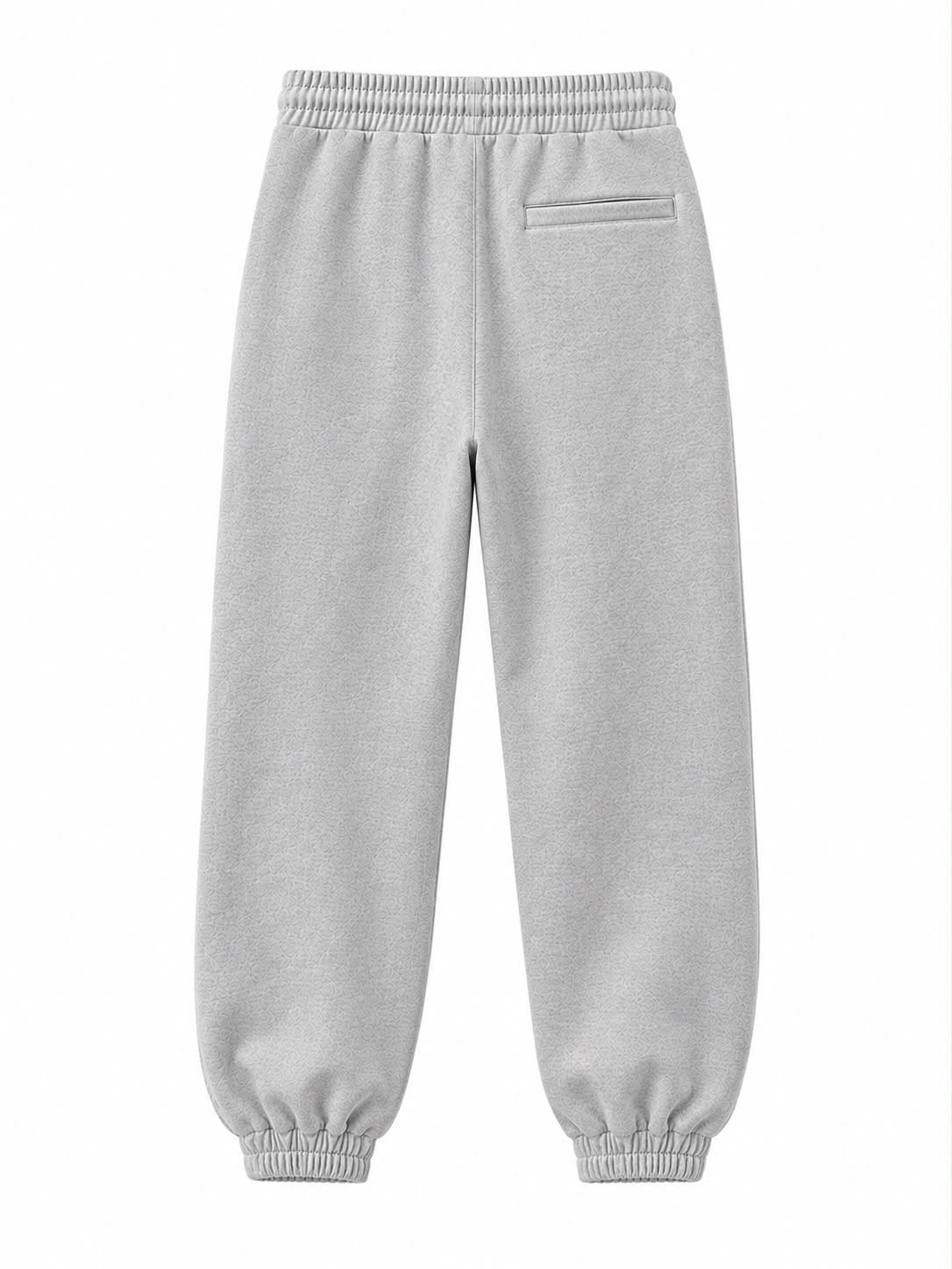 Light Grey on Light Grey Track Pants - Cuffed Leg - Embroidered