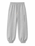 Light Grey on Light Grey Track Pants - Cuffed Leg - Embroidered