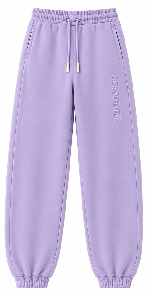 Lilac on Lilac Track Pants - Cuffed Leg - Embroidered