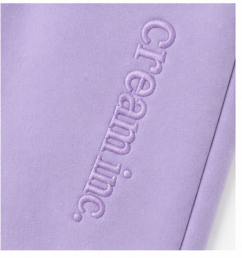 Lilac on Lilac Track Pants - Cuffed Leg - Embroidered