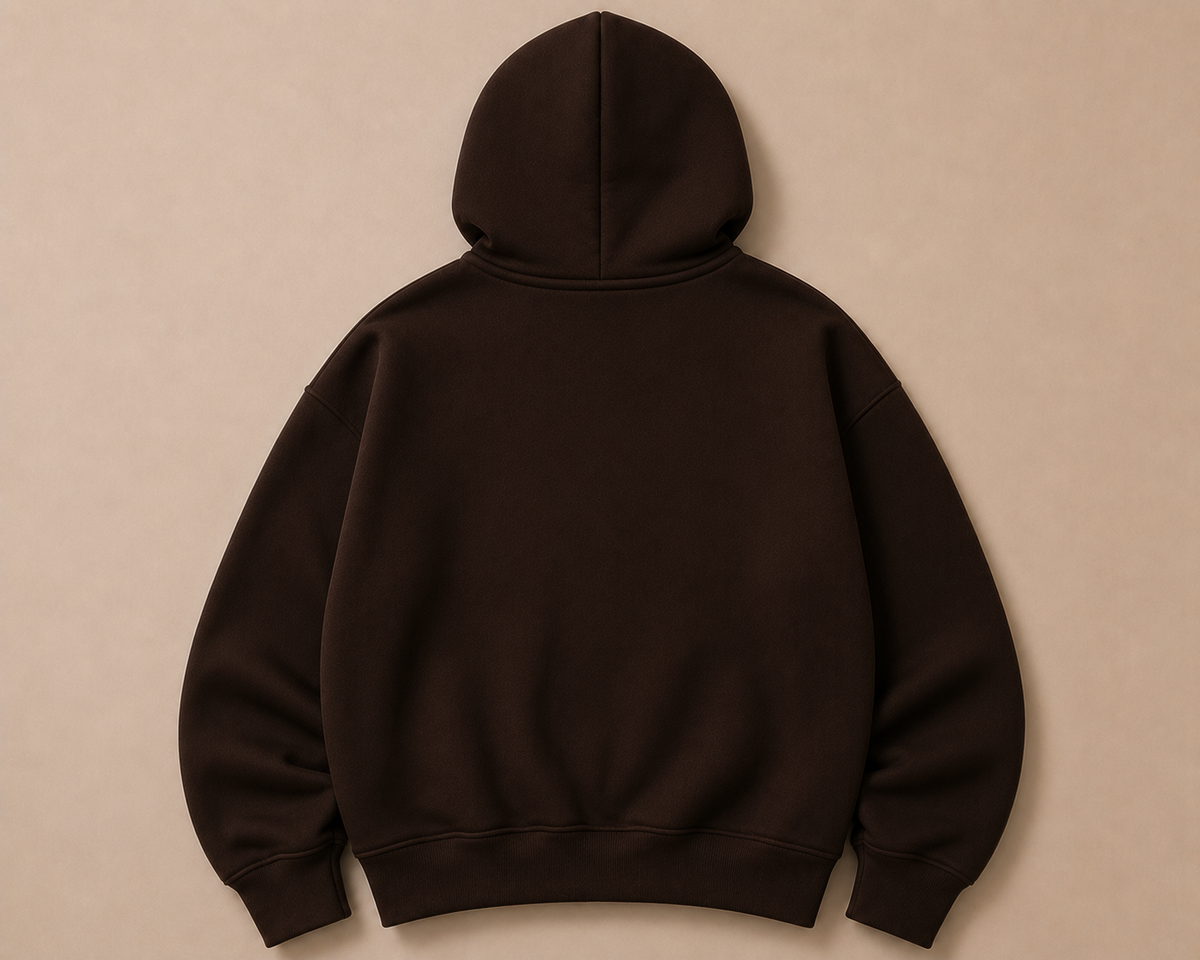 Blue on Brown Zip Hoodie - Fluff Print