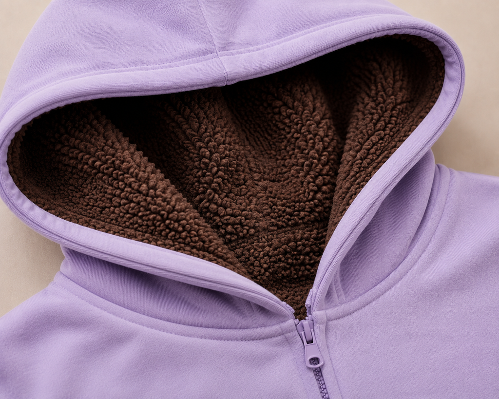 Butterscotch on Lilac Zip Hoodie - Fluff Print