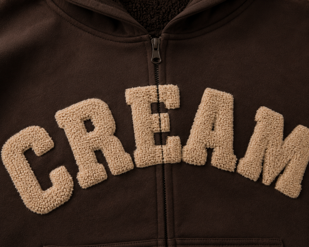 Coffee on Brown Zip Hoodie - Fluff Print