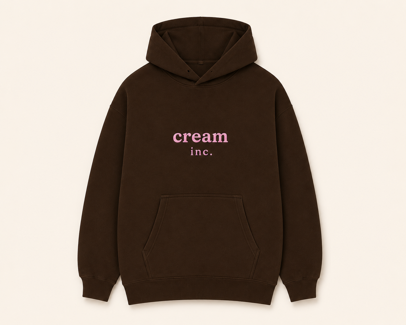 Pink on Brown Hoodie - Embroidered