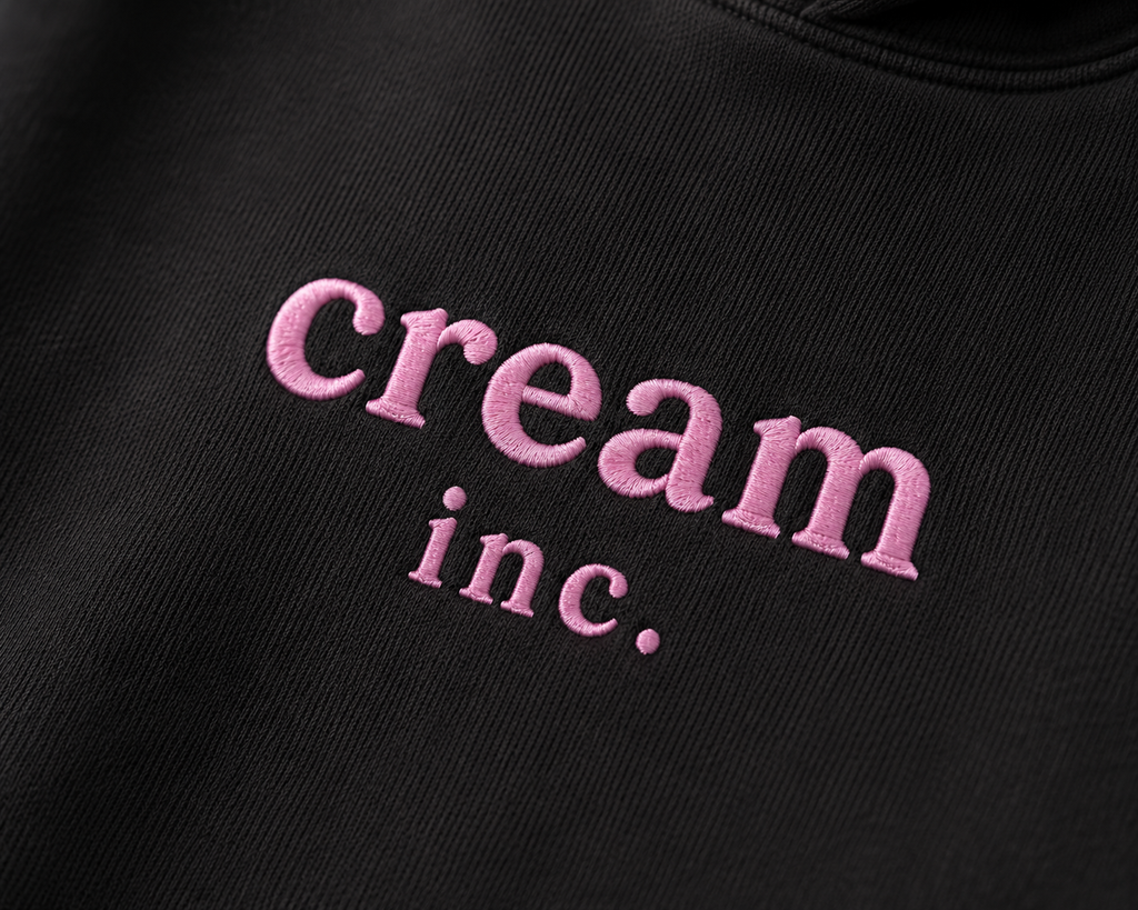 Pink on Grey Hoodie - Embroidered