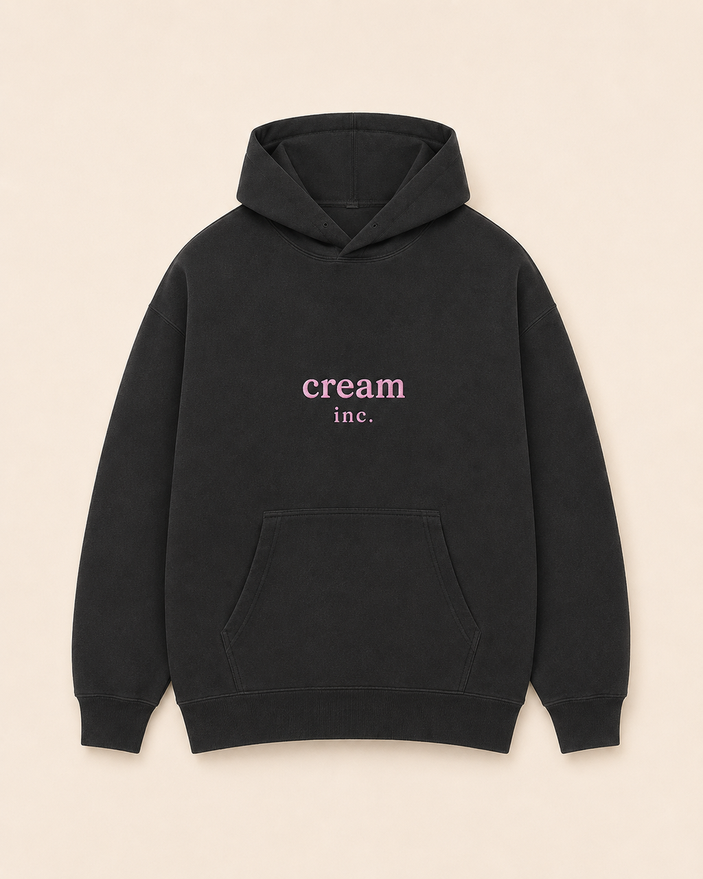Pink on Grey Hoodie - Embroidered