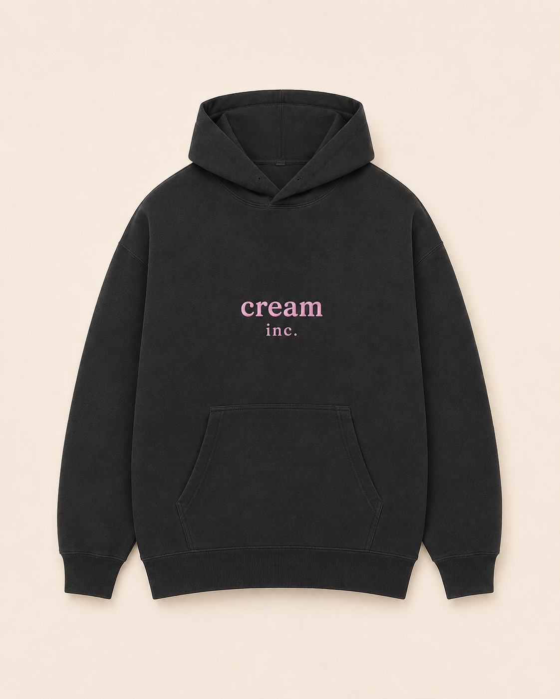 Pink on Grey Hoodie - Embroidered