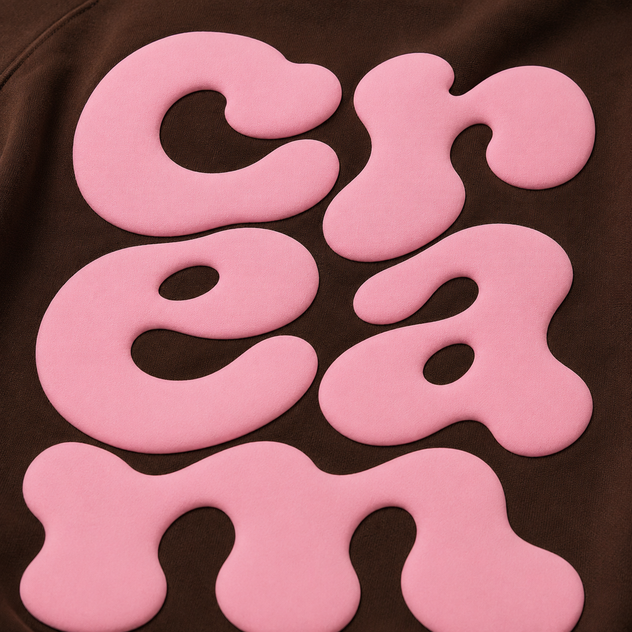 Pink on Brown Hoodie - Puff Print