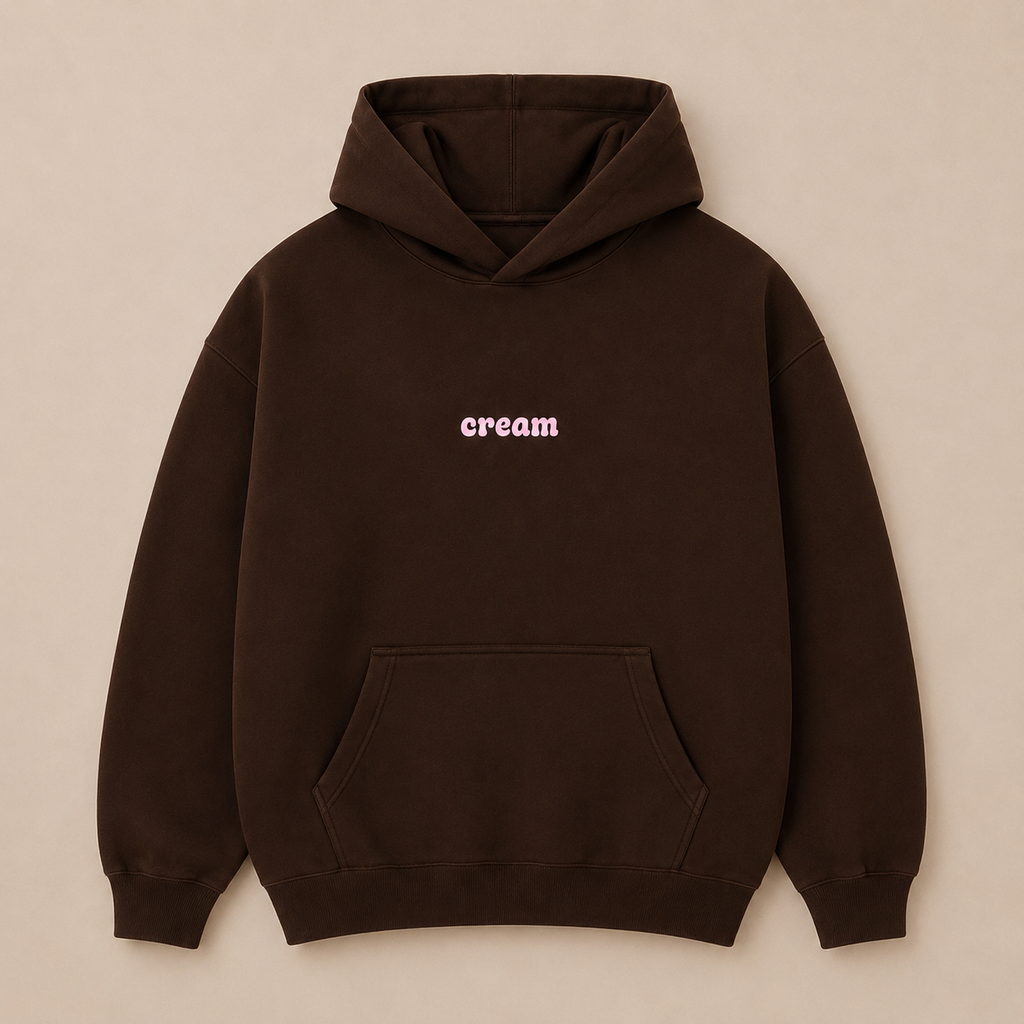 Pink on Brown Hoodie - Puff Print