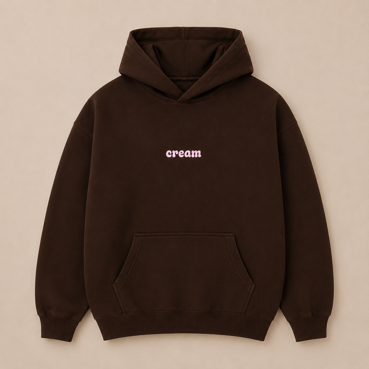 Pink on Brown Hoodie - Puff Print