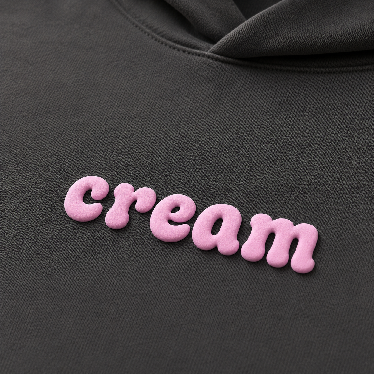 Pink on Grey Hoodie - Puff Print