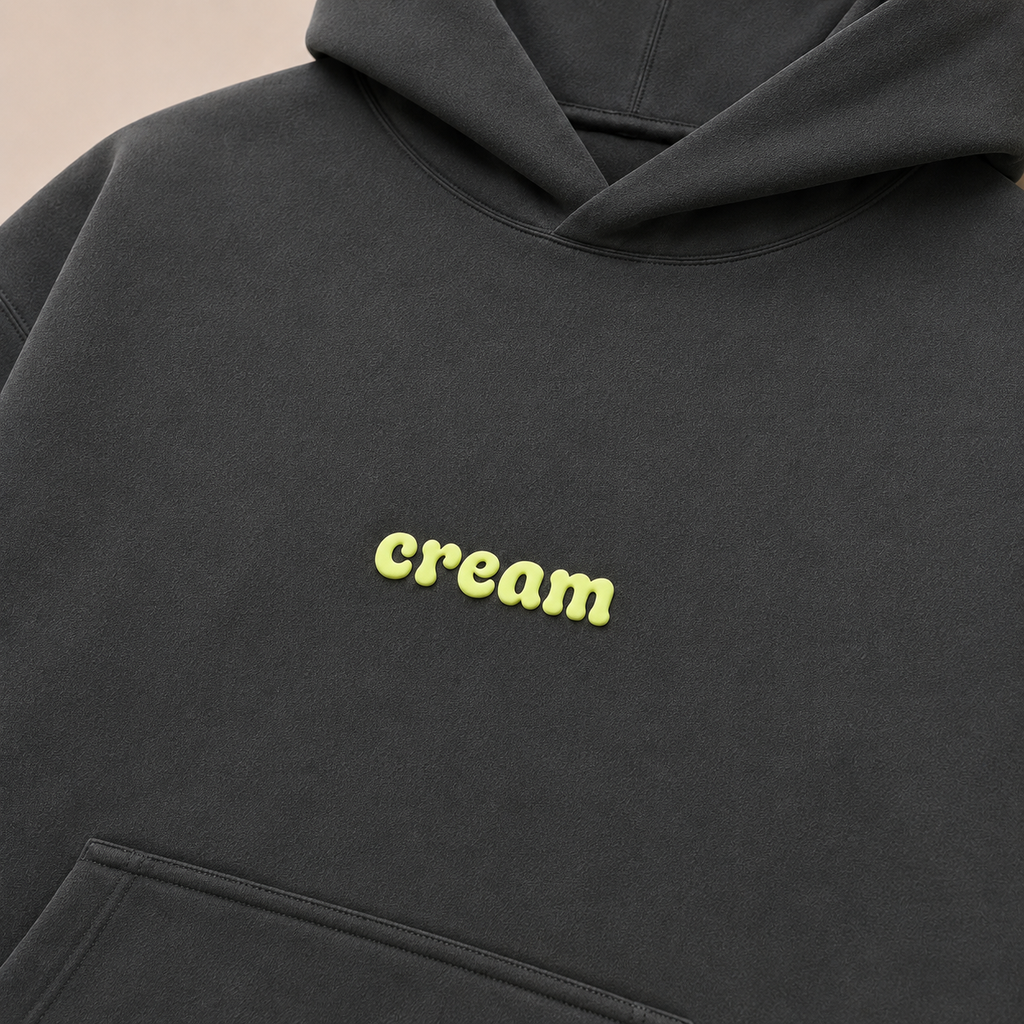 Lime on Grey Hoodie - Puff Print