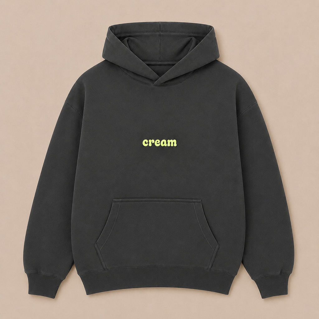 Lime on Grey Hoodie - Puff Print