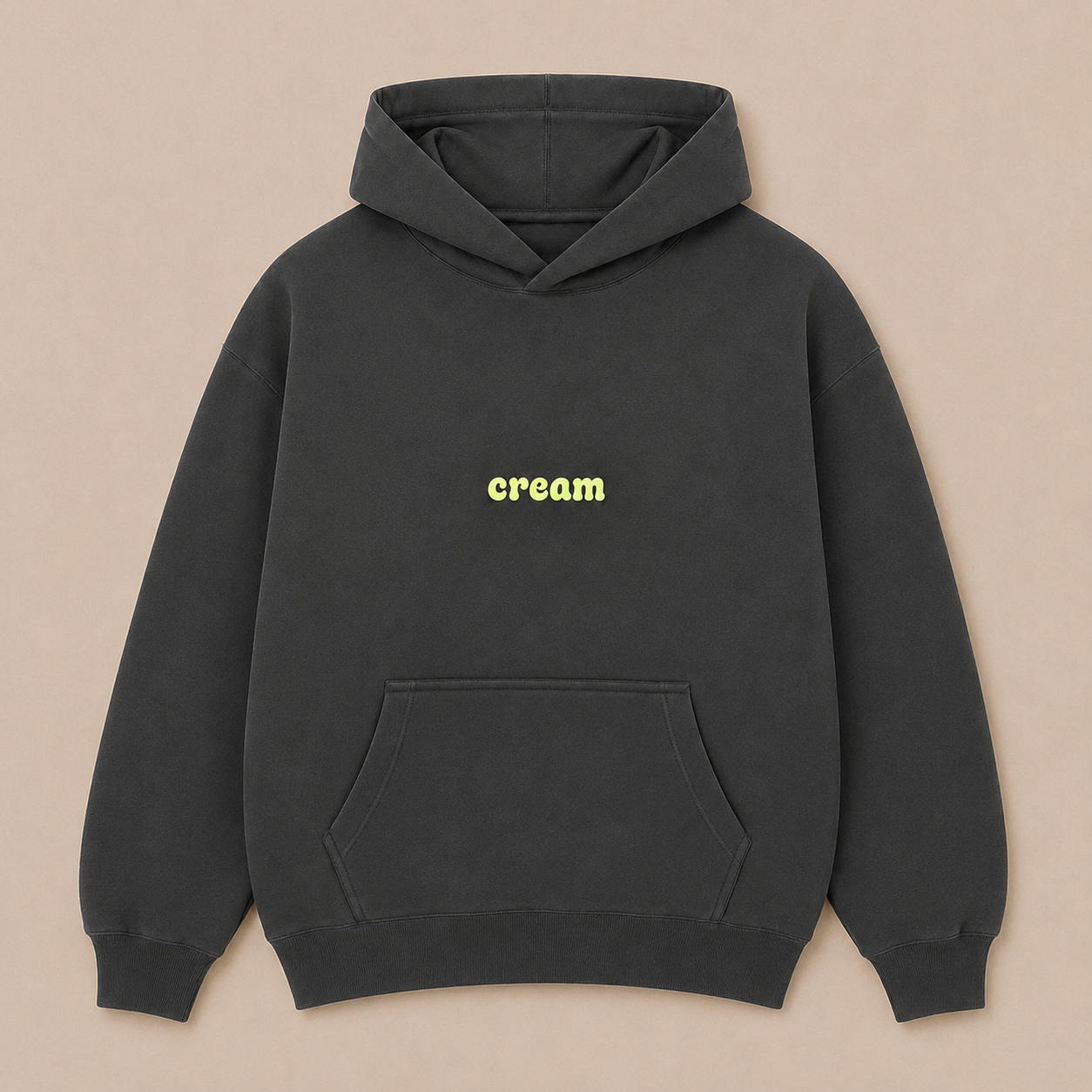 Lime on Grey Hoodie - Puff Print