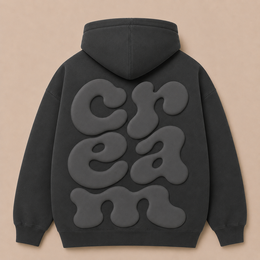 Grey on Grey Hoodie - Puff Print