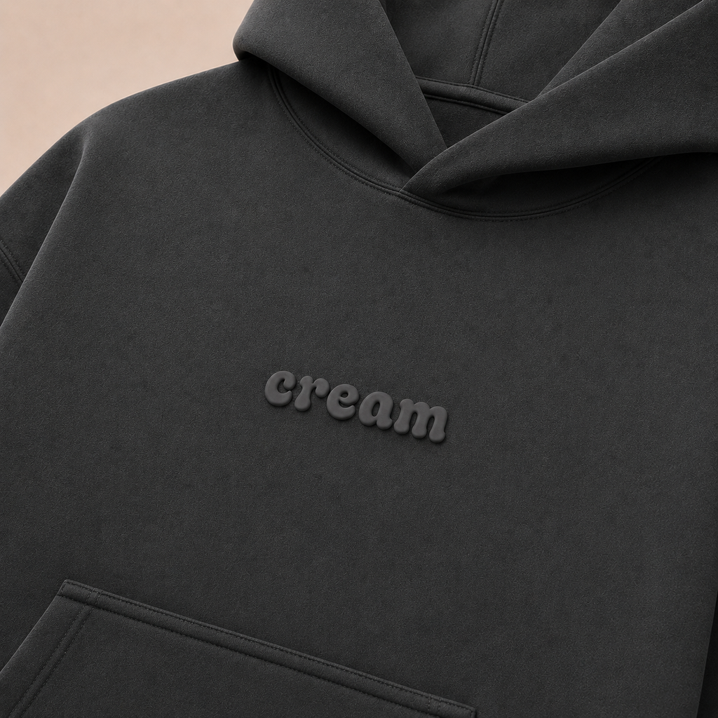 Grey on Grey Hoodie - Puff Print