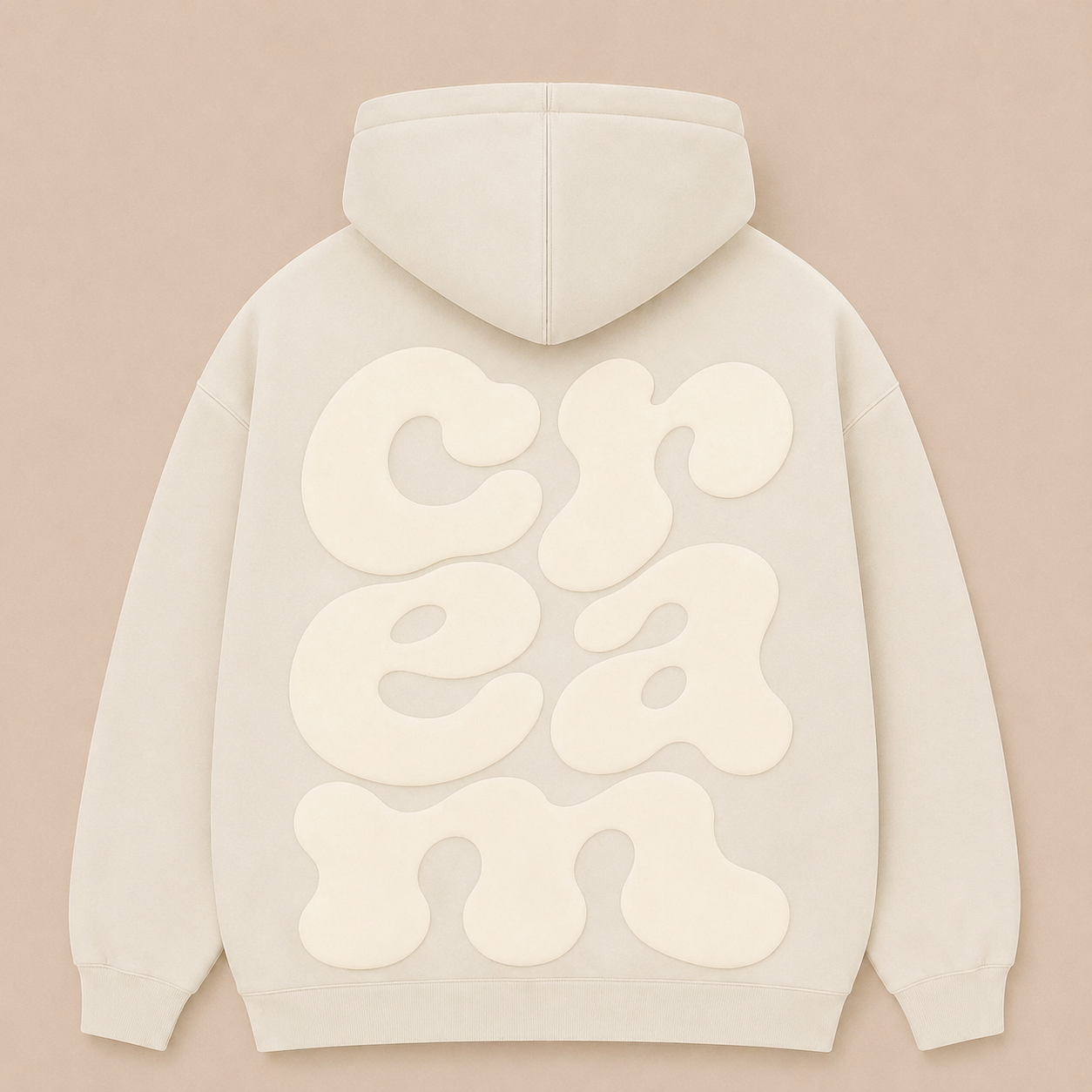 Cream on Cream Hoodie - Puff Print