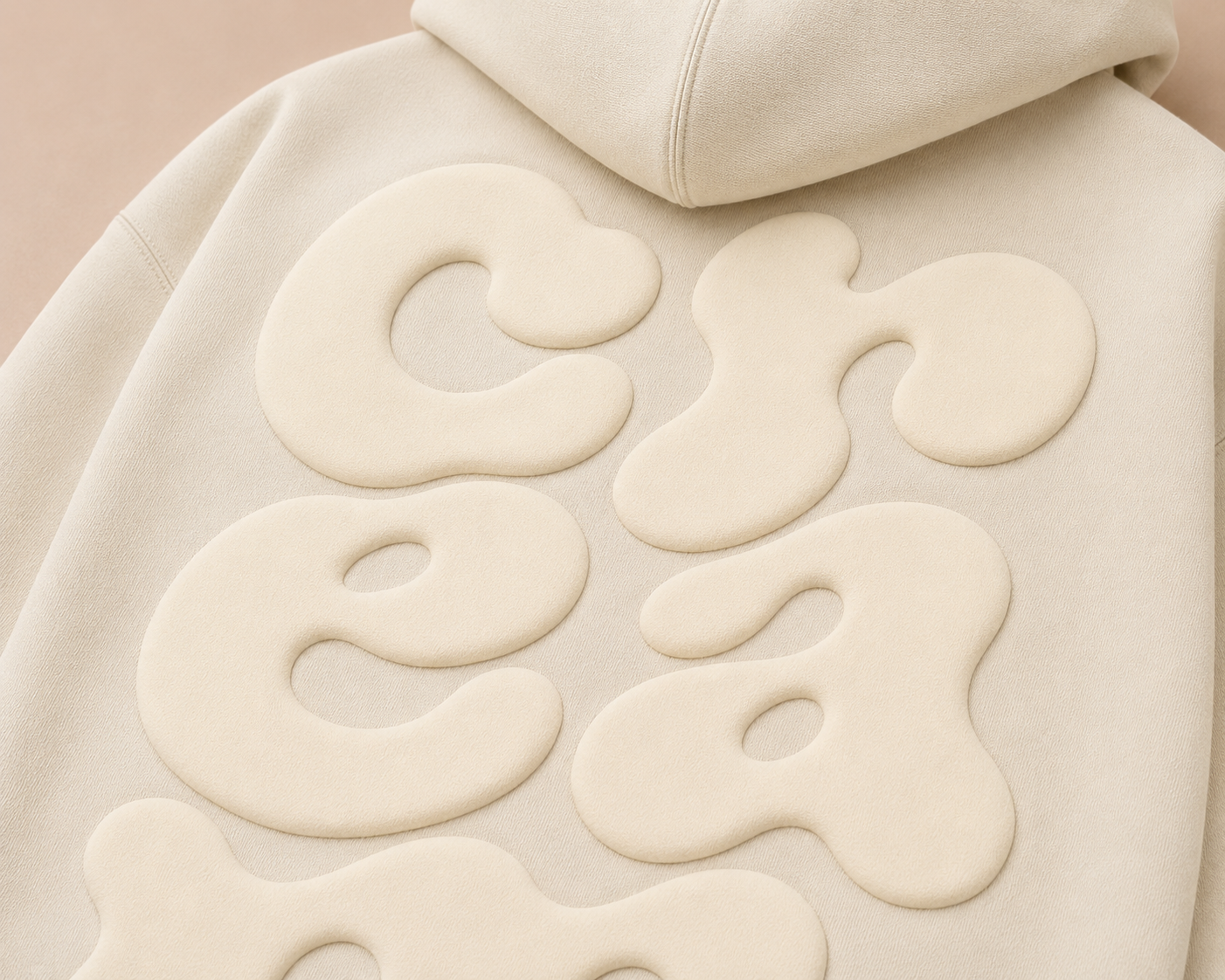 Cream on Cream Hoodie - Puff Print